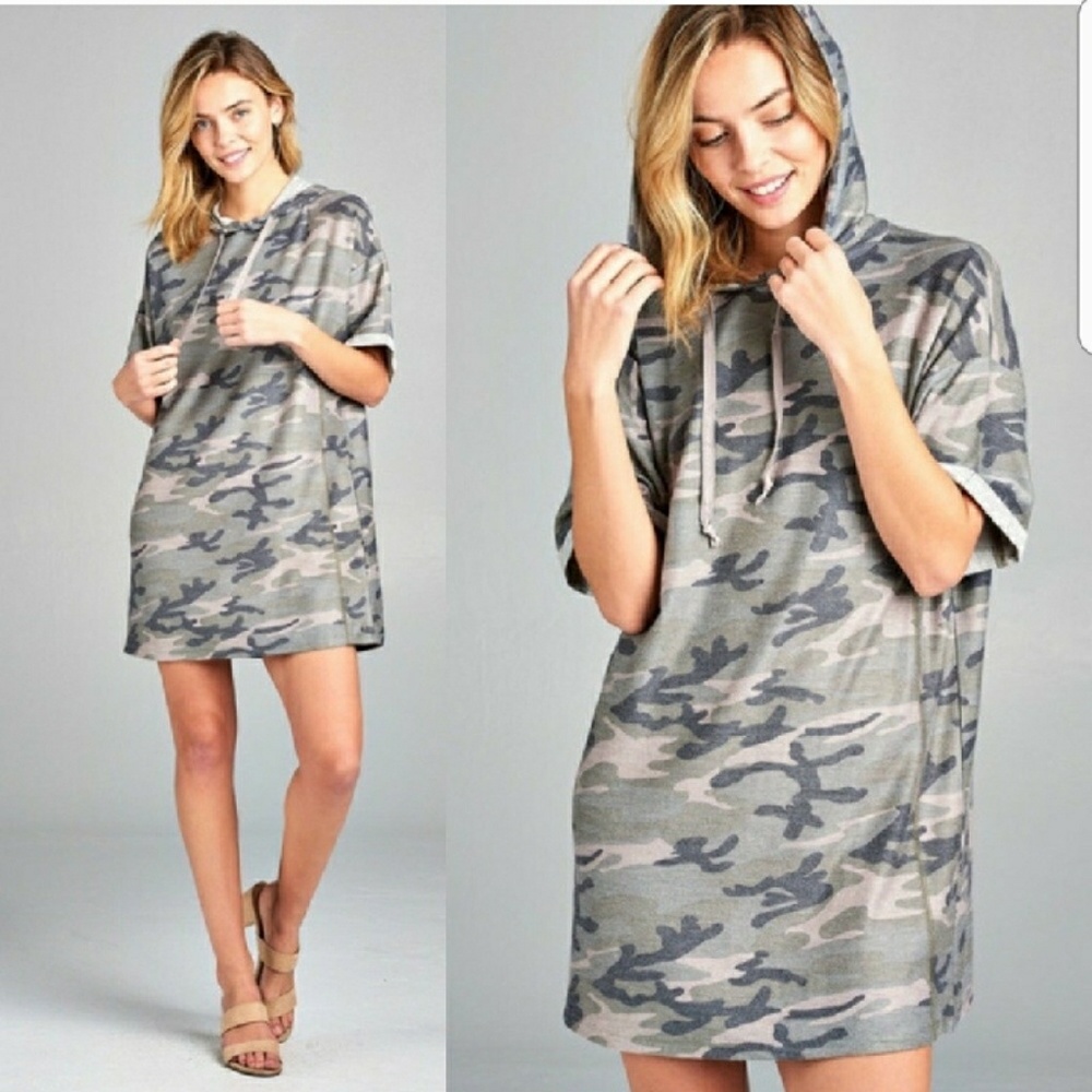 Camouflage Dress with Hoodie